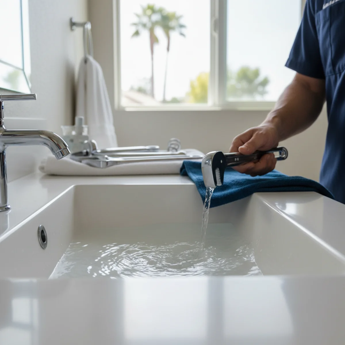 Water draining slowly in a sink that needs cleaning