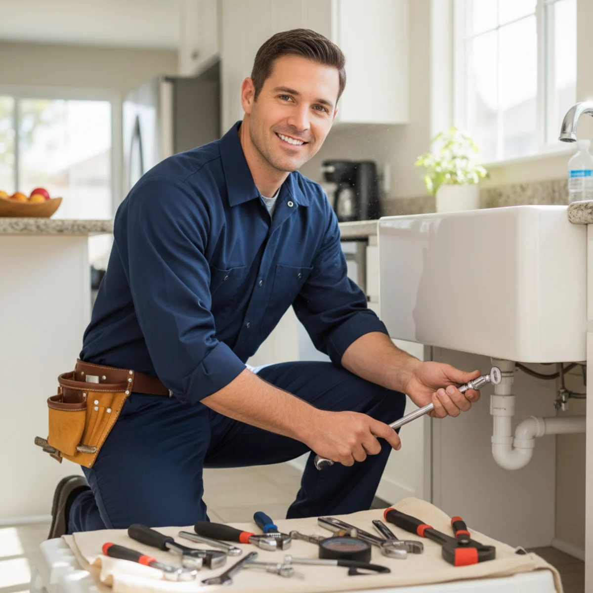 Hemet residential plumber helping a homeowner