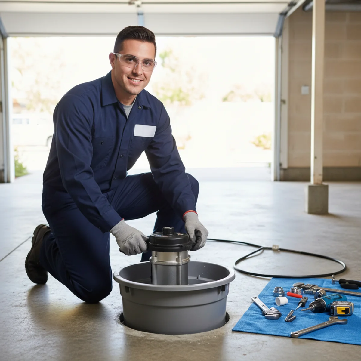 Hemet plumber installing a new sump pump
