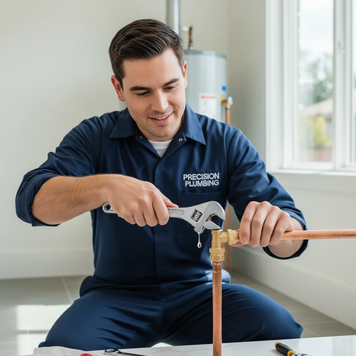 Hemet plumber repairing a water leak on a supply line